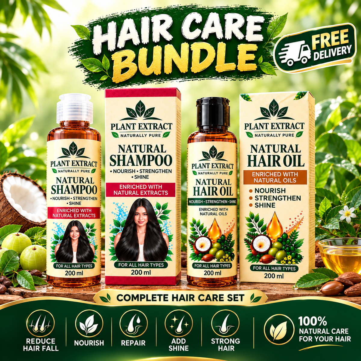 Plant Extract Hair Care Bundle