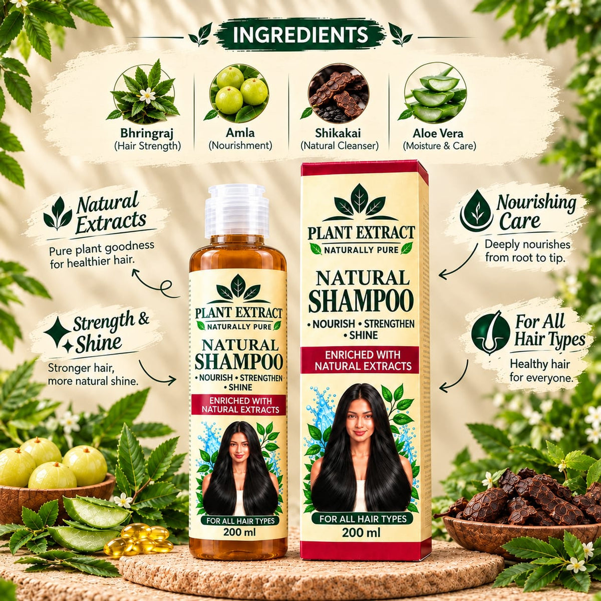 Plant Extract Natural Shampoo – Enriched with Natural Herbal Extracts