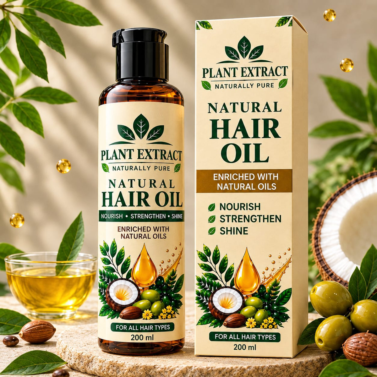 Plant Extract Natural Hair Oil – Nourish, Strengthen & Shine