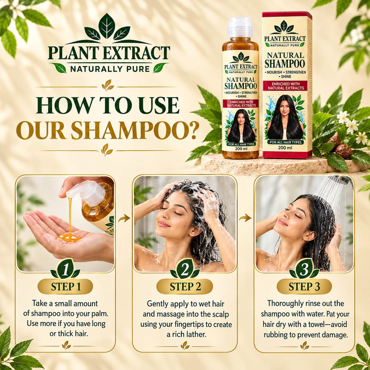 Plant Extract Natural Shampoo – Enriched with Natural Herbal Extracts