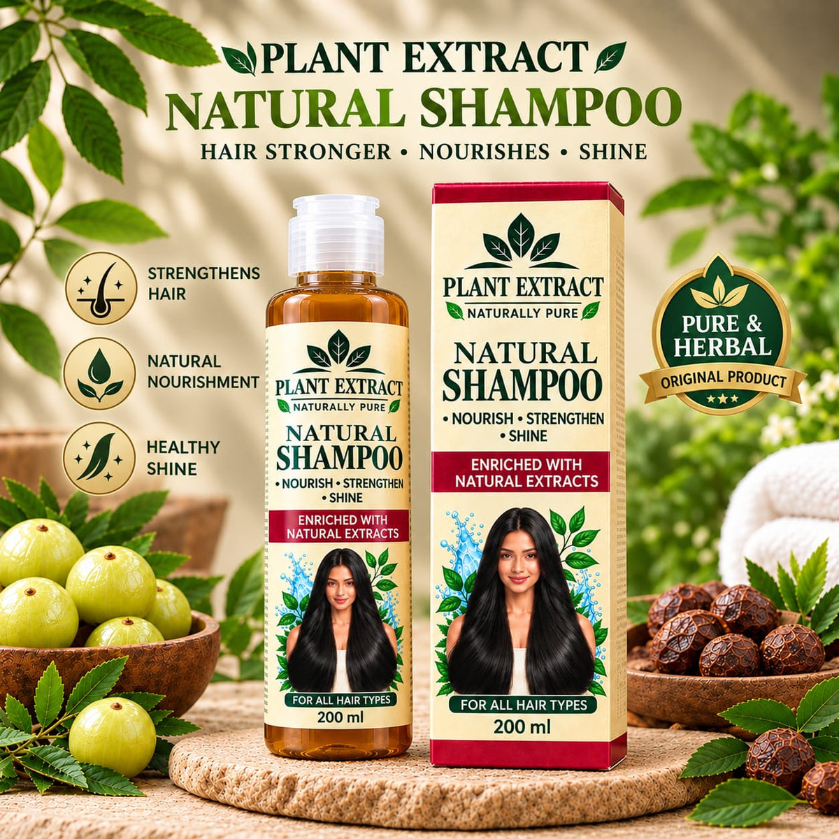 Plant Extract Natural Shampoo – Enriched with Natural Herbal Extracts